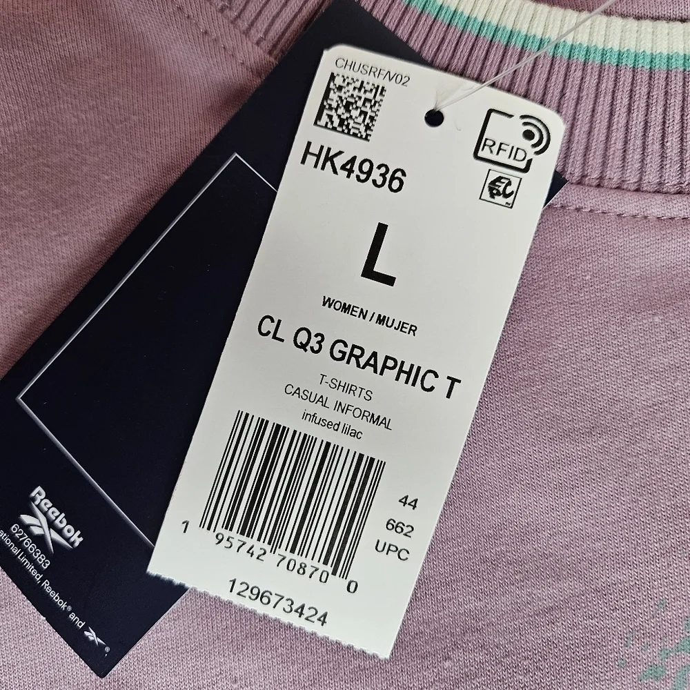 Reebok Pink Retro Logo Graphic Sweater Tee NWT 20" PTP - Picture 9 of 13